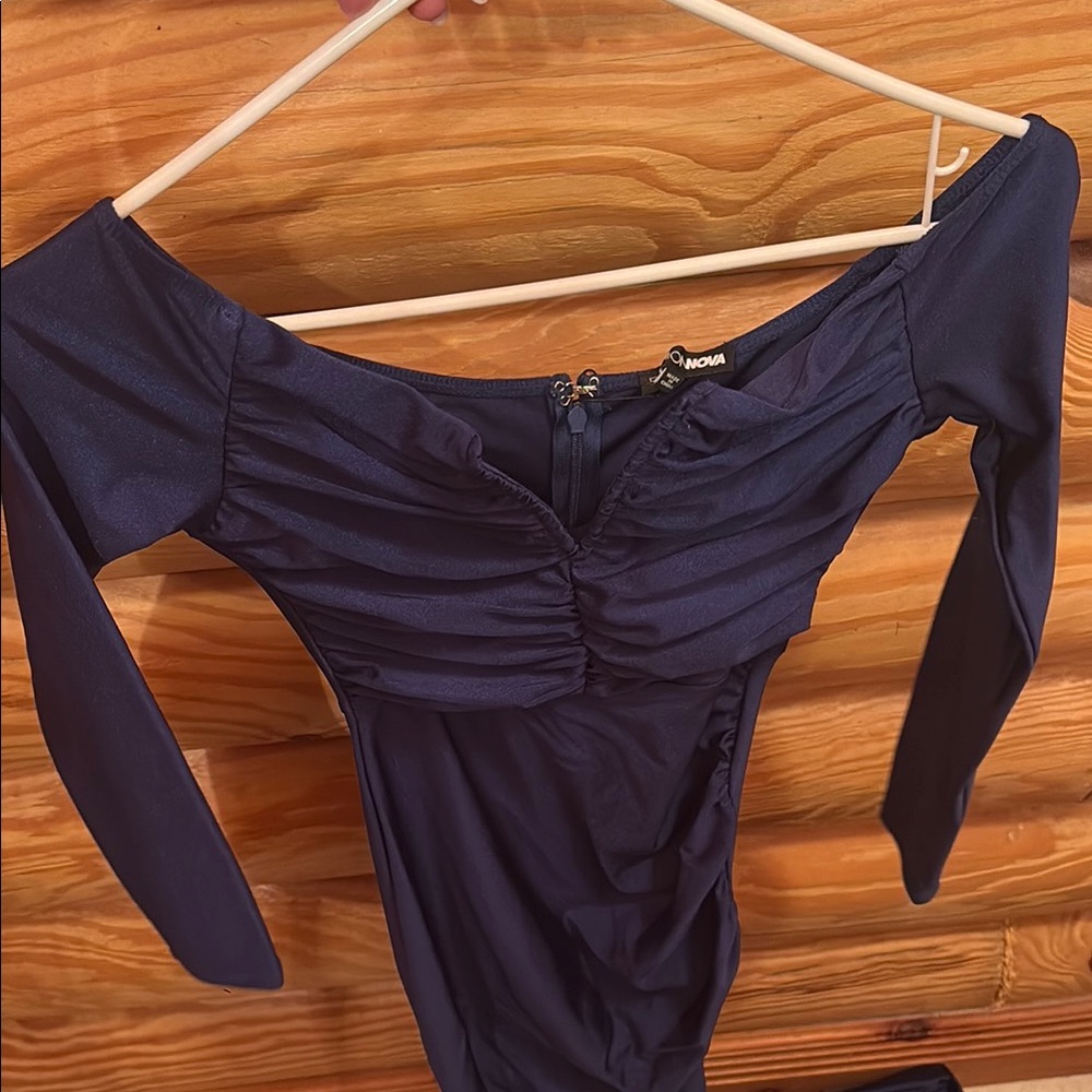 Navy Long Sleeve XS Maxi Dress